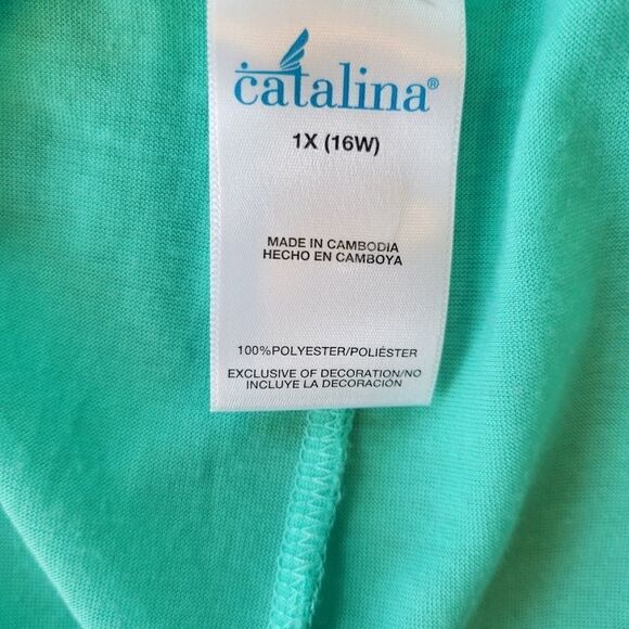 Catalina Woman's Swimsuit Cover up, beach cover up Kimono, Teal Cream , Large - Picture 7 of 11